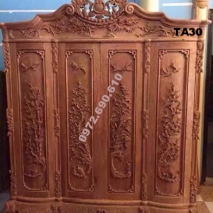 +01 Mẫu Tủ Quần Áo Gỗ Đẹp, Tủ Áo Hoa Hồng TA.30