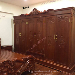 ✅Mẫu Tủ Áo Đẹp 6 Cánh, Tủ Để Quần Áo Gỗ Gụ TA.44