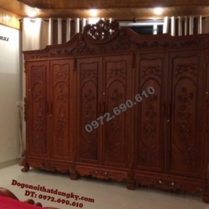 Tủ đựng áo quần gỗ hương 6 Cánh đồ gỗ Phú Hải TA5