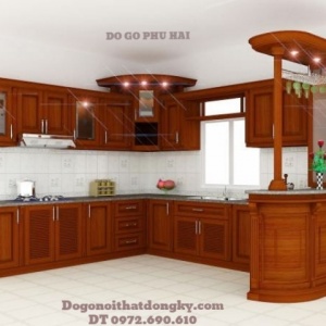 Thiết kế và Lắp đặt Tủ bếp đẹp gỗ giáng hương TB2
