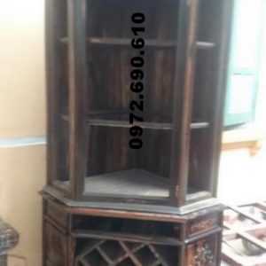 Tủ góc gỗ mun, Kệ góc bày rượu TG12