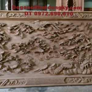 Tranh điêu khắc gỗ mỹ nghệ Tranh bách điểu T19