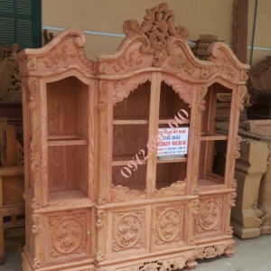 Mẫu Tủ Rượu Đẹp Gỗ Hương Cho Phòng Khách Sang Trọng TR.26