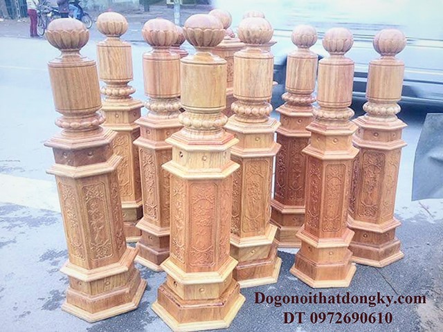 Trụ cầu thang gỗ 