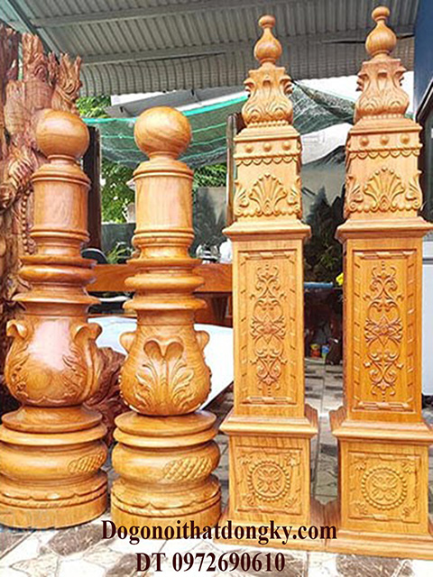 Trụ cầu thang gỗ đẹp