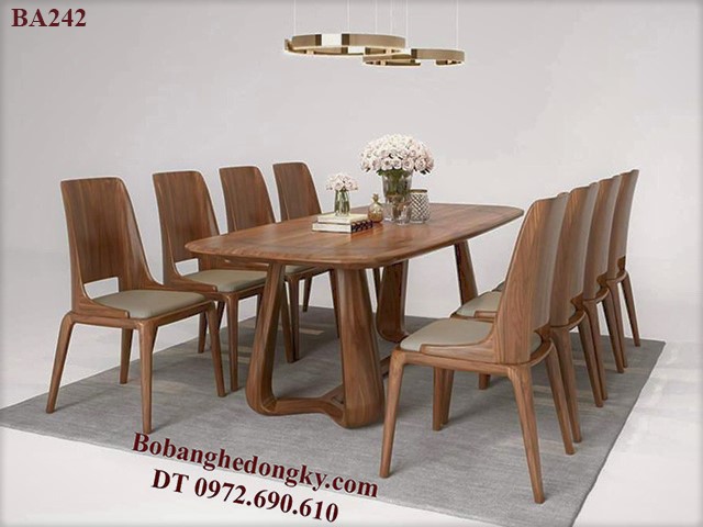 Bàn ghế phòng ăn gỗ óc chó Bô bàn ghế phòng ăn đẹp gỗ óc chó