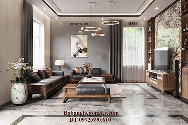 bàn ghế sofa gỗ óc chó