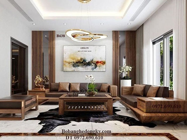 Bàn ghế sofa gỗ óc chó