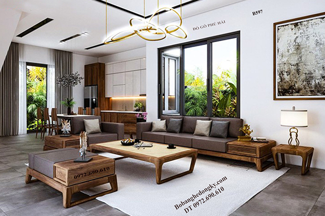 Bàn ghế sofa gỗ sồi giá rẻ