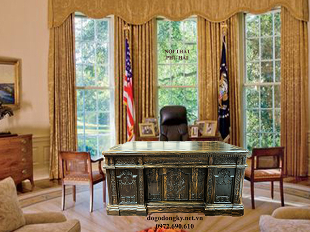 bàn làm việc gỗ mun hoa