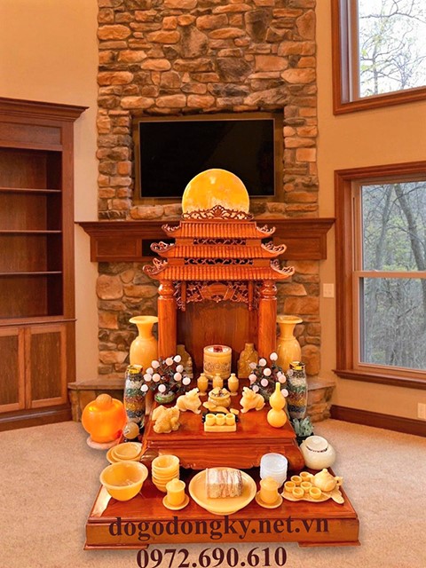 Bàn thờ thần tài gỗ gõ đỏ Bàn thờ thần tài gỗ gõ đỏ