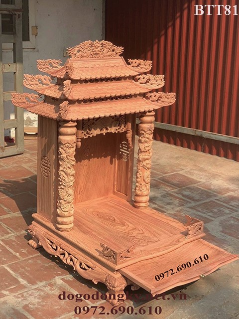 Bàn thờ thần tài mái cong Bàn thờ thần tài mái cong mẫu đẹp