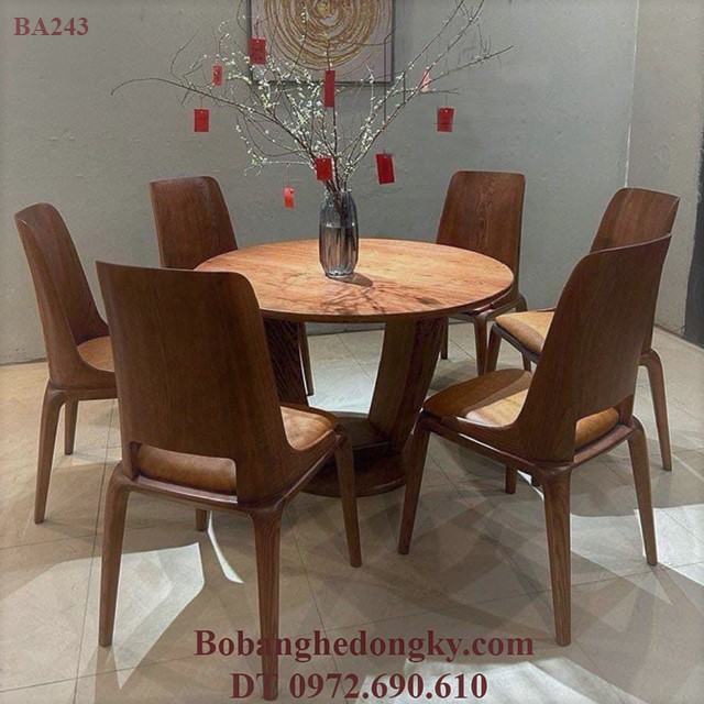 Bộ bàn ghế ăn 6 ghế bàn tròn Bộ bàn ghế ăn 6 ghế bàn tròn gỗ óc chó