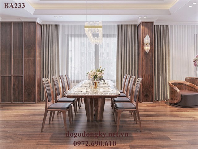 Bộ bàn ghế ăn 8 ghế Bộ bàn ghế ăn 8 ghế gỗ óc chó