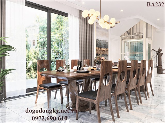 Bộ bàn ghế ăn gỗ óc chó Bộ bàn ghế ăn gỗ óc chó hàng hiếm