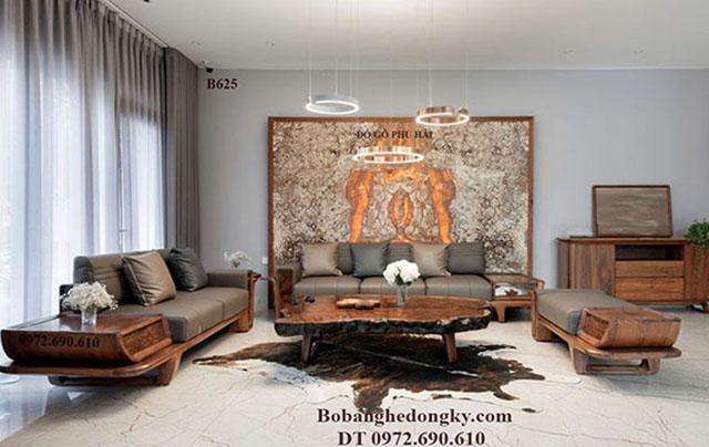 Bộ bàn ghế gỗ óc chó hàng vip