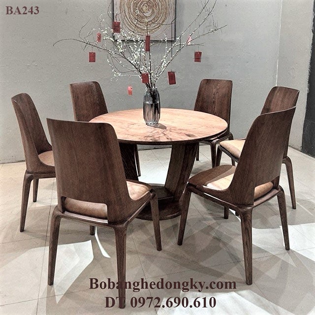 Bộ bàn ghế phòng ăn bàn tròn Bộ bàn ghế phòng ăn bàn tròn gỗ óc chó