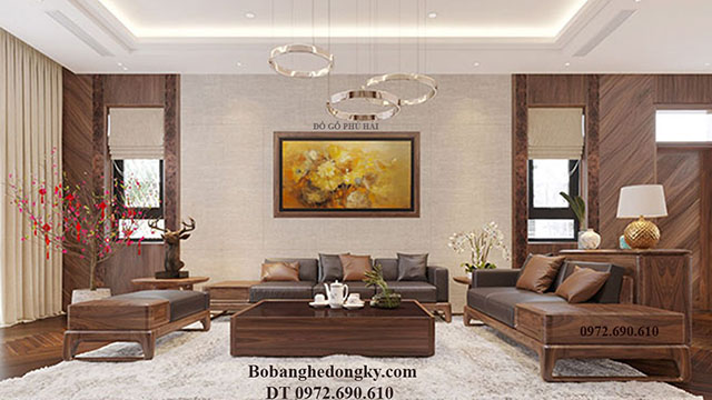 Bộ sofa gỗ óc chó mẫu đẹp