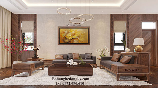 Bộ sofa phòng khách đẹp Bộ sofa phòng khách đẹp gỗ sồi nga