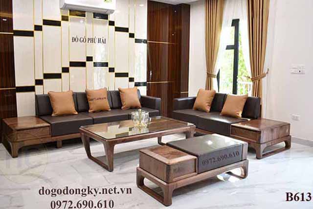 Bộ sofa phòng khách đẹp gỗ sồi nga