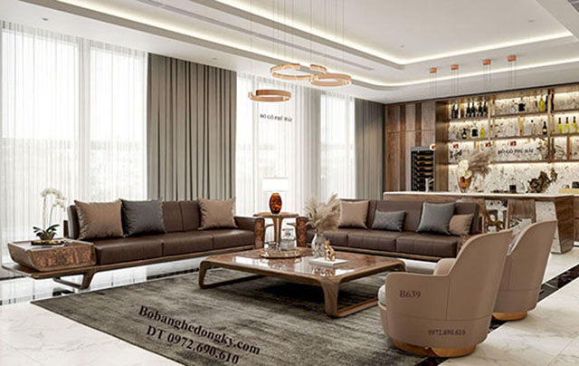 Bộ sofa phòng khách gỗ óc chó