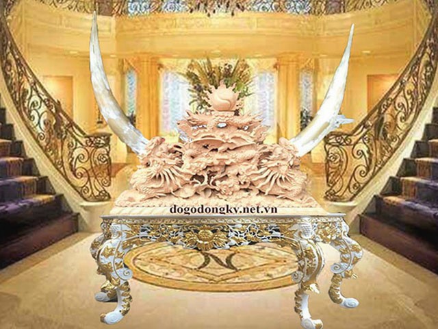 Kệ gỗ mỹ nghệ cắm sừng bò Kệ gỗ mỹ nghệ cắm sừng bò