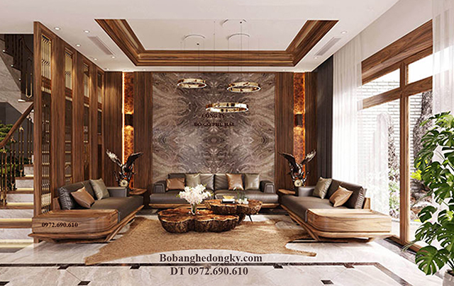 mẫu bàn ghế sô pha gỗ óc chó đẹp