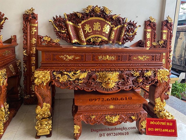 Sập thờ tứ linh gỗ hương