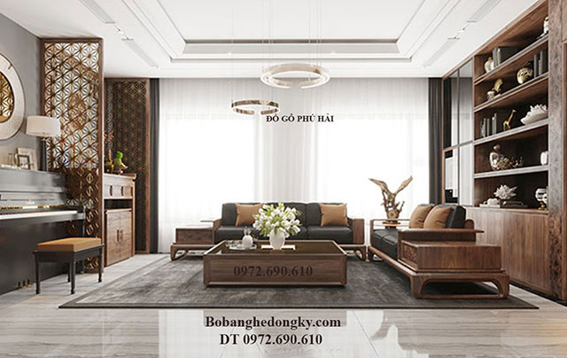 sofa hiện đại gỗ óc chó