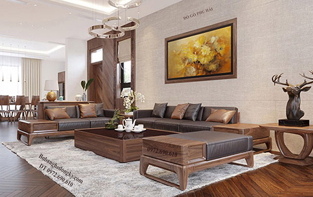 sofa hiện đại gỗ óc chó