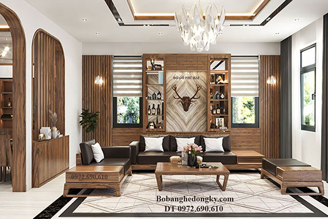 sofa hiện đại gỗ sồi