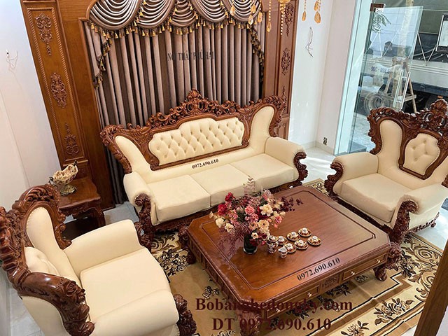 Sofa tân cổ diển bọc da