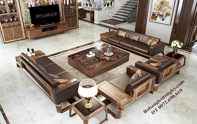 Thiết kế sofa gỗ óc chó